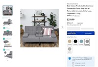 N7036  Modern Linen Convertible Futon Sofa Bed