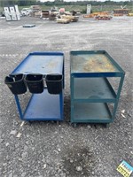 (2) Blue Metal 2/3 Tier Push Carts