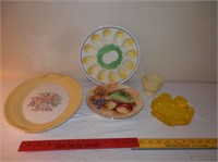 Group of 5-fruit plate, devilled egg plate