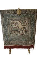 Antique Leopard Tapestry Fire Screen