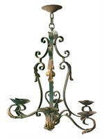 French 6 Arm Iron Basket Light Fixture