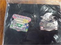 2 SUPERBOWL LAPEL PINS