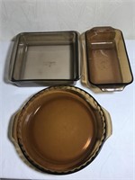3 Fire-King / Anchor Hocking Brown Cookware Lot