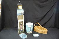 Coastal Home Decor- Toilet Paper Stand, Trash Can