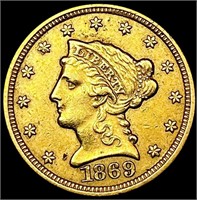 1869-S $2.50 Gold Quarter Eagle CLOSELY