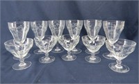 (11) Etched NORITAKE Bamboo Pattern Stemware