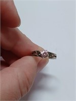 Pink Moissanite Marked 925 Ring- 1.9g