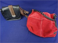 Adrienne Gail Leather Purse & Red Suede Bag