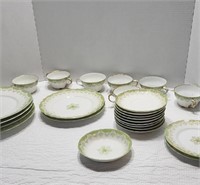 25pc Haviland Limoges China Plates & Soup Bowls +