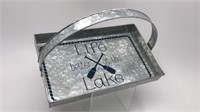 New Life Is Better At Lake Galvanized Metal Tray