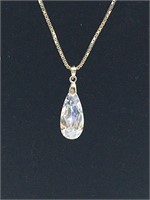 Sterling 2.5ct Zirconia on 26" Sterling chain