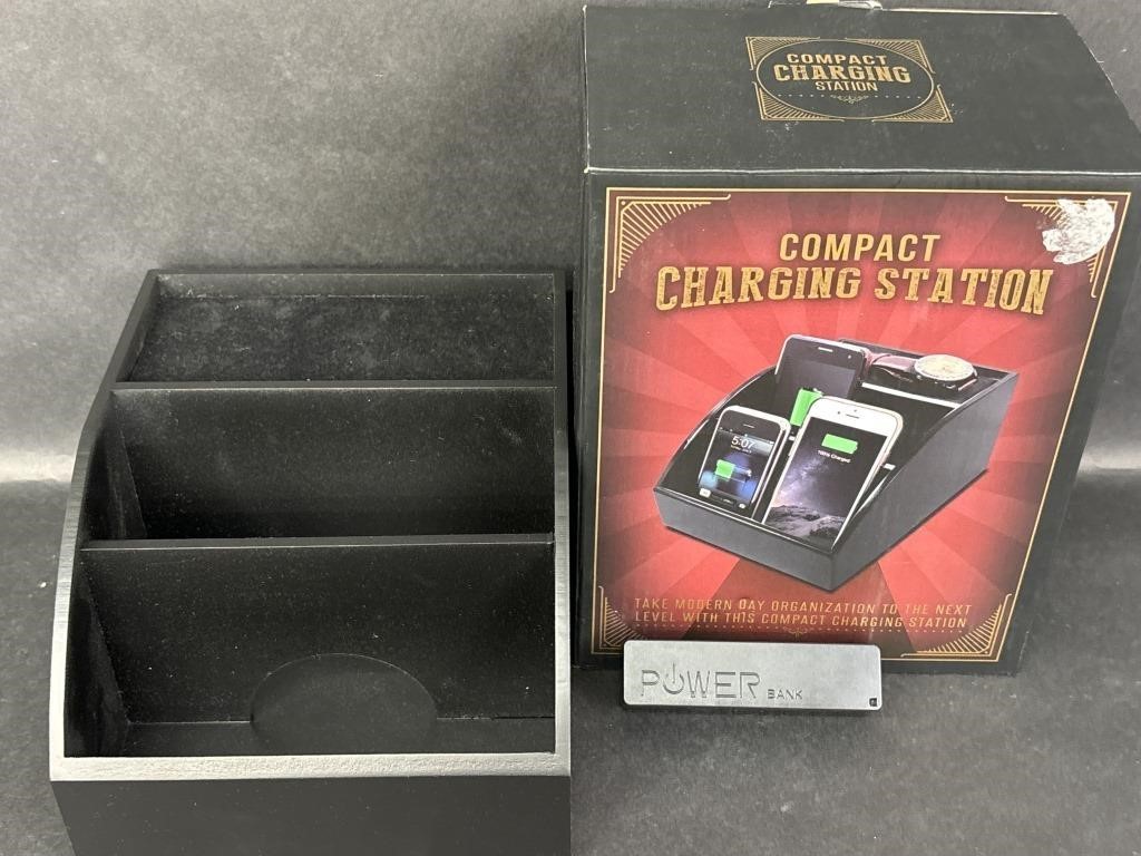 Black Compact Charging Station / Portable Charger