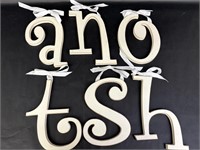 Large Cream Letters with White Polka Dot Ribbon