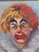 Portrait Clown, Oil on Canvas, Signed