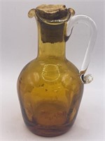 Amber Art Glass Hand Blown Mini Pitcher or Vase