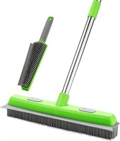 Rubber Broom with Squeegee for Carpet Pet Hair Rem