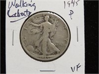 1945 P WALKING LIBERTY HALF DOLLAR 90%