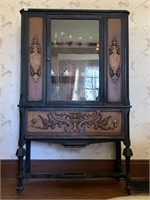 CHINA CABINET APPLIED CARVING 65" H X 40" W X 16"