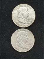 Silver 1949-D, 1950 Franklin Half Dollars