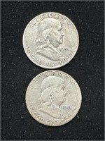 Silver 1951-D, 1951-S Franklin Half Dollars