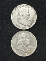 Silver 1950-D, 1951 Franklin Half Dollars