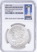 Coin 1883-O Morgan Silver Dollar NGC B.U.