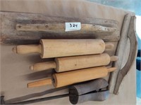 Wooden Rolling Pins- 3, 2 Wooden Concrete Tools, &