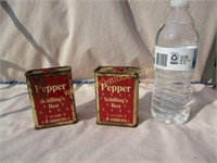 (2) Vintage Schillings Best Pepper tins