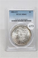 1884CC MS61 Morgan Silver Dollar