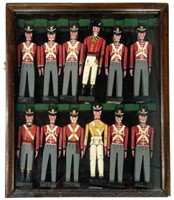 Set of 12 Wooden Painted Toy Soldiers.