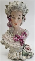 Large Vintage Cordey Porcelain Bust Pink Bow Lady