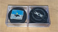 2 San Jose Sharks Official NHL Hockey Pucks in