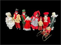 9-Small Vintage  Porcelain Doll Ornaments