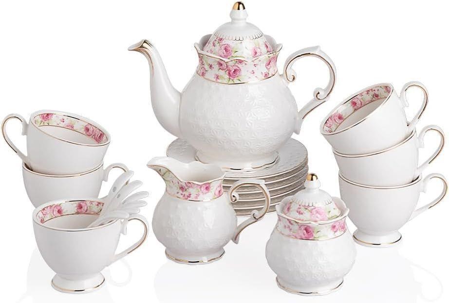 21 Piece Porcelain Tea Set, British Floral