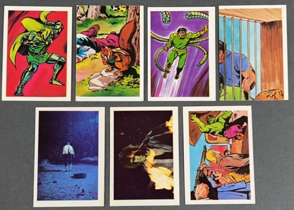 7pc 1970s Marvel The Incredible Hulk Cards