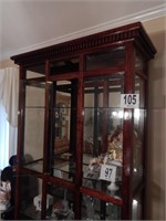 LIGHTED GLASS PANEL CURIO CABINET 84 X 46.5 X 19