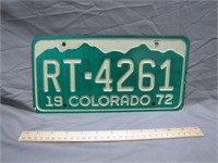 1972 Colorado Green License Plate