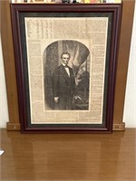 Abraham Lincoln Framed Newspaper Article