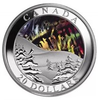 99.99 Silver 2004 RCM Aurora Borealis $20 Coin