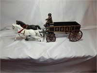 Vintage Cast Iron Horse Drawn Coal Wagon