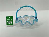 FENTON Ruffle Basket with Blue Trim