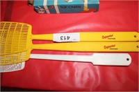 3 PROMA FLY SWATTERS & OLD CARD BOX