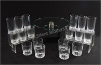 High & Low Ball Glasses with Pedestal Cake Platter