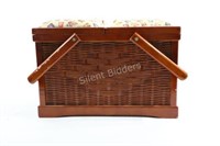 Wicker & Fabric Handle Sewing Basket &Accessories