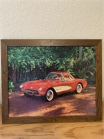 1950s Chevy Corvette Red & White Framed Print