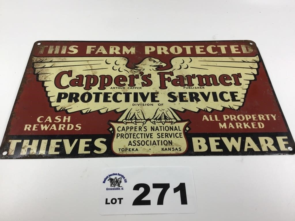 VINTAGE CAPPERS METAL FARM SIGN