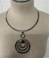 Large Sterling Round Pendant & Milor Necklace