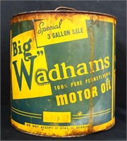 Vintage 3gal Big Wadhams Motor Oil can