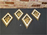 Mid Century Wall Syroco Gold Toned Wall Hangings