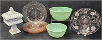 Fire Kink Jadite Bowls & Glass Lot